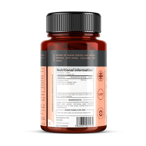 Pureclinica Ultracoll Marine Collagen 1000Mg X 180 Tablets (6 Months Supply). The Only Patented Anti-Aging Collagen Types I Ii Iii And Vii