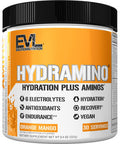 Evlution Nutrition HYDRAMINO Complete Hydration Multiplier, All 6 Electrolytes, Vitamin C & B, Fluid Boosting Aminos, Coconut Water, Endurance, Recovery, Antioxidants, 30 Serve, Orange Mango