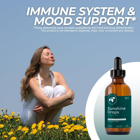 Mountain Meadow Herbs Sunshine Drops Vegan Vitamin D3 Booster for Healthy Bones and Teeth Ideal Winter Supplement Tincture 2oz