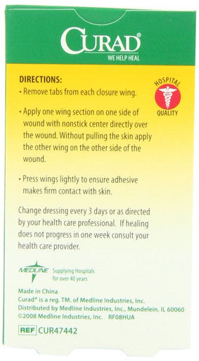Curad Waterproof Butterfly Adhesive Bandages 1.75" x .375" 12 Count
