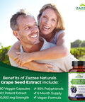 Zazzee High Strength Grape Seed 50:1 Extract, 20,000 Mg Strength, 180 Vegan Capsules, 95% Polyphenols, 6 Month Supply, Concentrat
