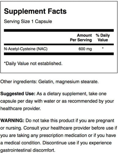 Swanson NAC N-Acetyl Cysteine - 600 mg 100 Capsules - Antioxidant and Cellular Health Support Supplement (2 Pack)