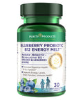 Blueberry Probiotic B12 Energy Melt by Purity Products ProDura Clinical Probiotic Organic Blueberries Methylcobalamin B12 30 Melts