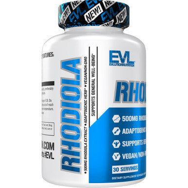 Herbal Adaptogen Rhodiola Rosea Capsules - 500mg Rhodiola Supplement for Focus Energy and Mood Support - EVL Calming Supplement with Brain Focus Vitamins for - 30 Vegan Capsules