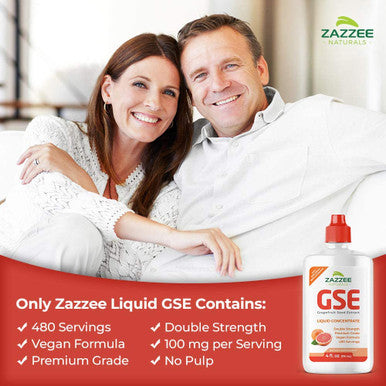 Zazzee Grapefruit Seed Extract (GSE) 4 Ounces | 2X Potency | Maximum Strength | High Absorption | 480 Servings | 100 mg per Serving | Vegan, Liquid Concentrate, Non-GMO and All-Natural