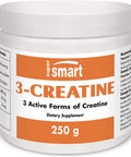 Supersmart 3Creatine with Creatine Monohydrate Physical Performance Muscle Stimulator Increase Faster PostExercise Recovery NonGMO Gluten Free 250 g