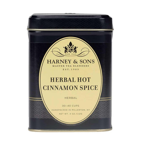 Harney & Sons Herbal Hot Cinnamon Spice Rooibos Tea Tin, 4 oz | Caffeine-free rooibos with cinnamon, orange peel, and cloves. No sugar added.