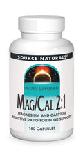 SOURCE NATURALS Mag/Cal 2:1, Magnesium and Calcium Bioactive Ratio for Bone Support, 180 Capsule