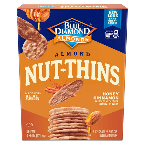 Blue Diamond Almonds Nut Thins Gluten Cracker Crisps Hint of Sea Salt 4.25 Oz Boxes (Pack of 1)