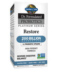 Garden of Life Dr. Formulated Probiotics Platinum Series Restore 200 Billion Cfu High Potency Formula Vegan Non-Gmo Gluten Dairy & Soy Free Digestive Immune Probiotic Support 28 Capsules