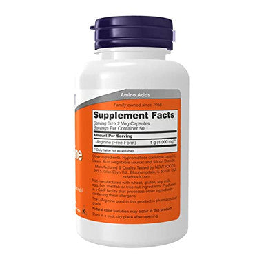 Now Foods L-Arginine 500 mg 100-Capsules