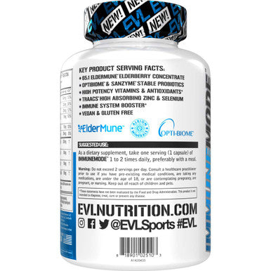 Evlution Broad Spectrum Immune Support Supplement Nutrition Immunemode Immunity Support Supplement with Super Potent Elderberry with Zinc and Vitamin C for Wellness - Vegan and