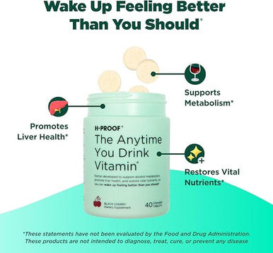 H PROOF The Anytime You Drink Vitamin 20 Servings Black Cherry