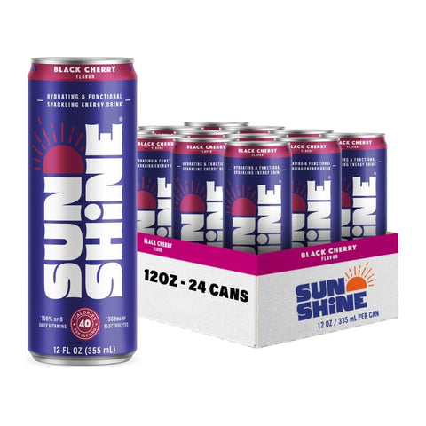 Sunshine Sparkling Energy Drink, Variety Pack with Daily Essential Vitamins, 360mg of Electrolytes, 70mg of Natural Caffeine, 12 Fl Oz (Pack of 12)
