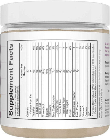 Keto Zone Fiber Powder Berry Flavored Psyllium Husk Powder Inulin Powder 270 Grams 30 Day Supply Recommended in Dr. Colberts Keto Zone Diet