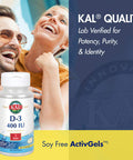 KAL D-3 400 IU Softgels, 100 Count