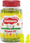 Chewwies Vitamin D - Chewable D3 Vegan Gummies- Gelatin Free, Sugar Free, Halal & Gluten Free, Non-GMO - for Adults and Children to Support Healthy Growth and Development (30 Day Supply)