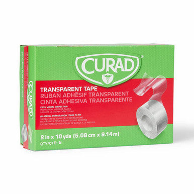 Curad CUARD Tear-to-Fit Clear Plastic Tape 2 Inch x 10 Yards per Roll Box of 8
