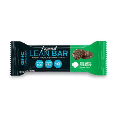 Gnc Total Lean Layered Lean Bar | Hunger Satisfying - High Protein Snack Bar | Girl Scout Thin Mints - 9 Bars