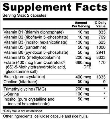 Super Coenzyme B Complex Highly Absorbable Coenzyme B Vitamins MethylFolate for Energy Stress Hair 90 Capsules