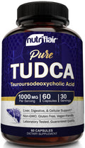NutriFlair Pure TUDCA 1000mg, 60 Capsules - Premium Quality Tauroursodeoxycholic Bile Salts - Liver, Kidney, Gallbladder Support, Detox, Cleanse - Non-GMO,
