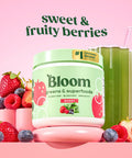 Bloom Nutrition Superfood Greens Powder Digestive Enzymes with Probiotics and Prebiotics Gut Health Bloating Relief Berry + Milk Frother High Powered Hand Mixer