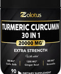 30 in 1 Turmeric Curcumin + Ginger Capsules, 95% Curcuminoids, Equivalent to 20000mg, with Ginger, Ginseng, Garlic Bulb, Bromelain, Moringa, Black Pepper, Joint Inflammatory & Absorption Support