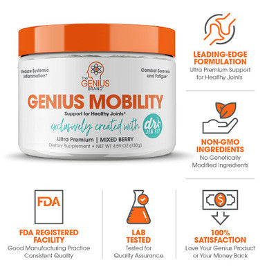 Genius Mobility & Joint Support Supplement Powder - Move Better w/Turmeric & NEM Egg Shell Membrane, Knee, Back, & Hip Support for Joint Health, Super Strength for Aches & Soreness Free by DocJenFit