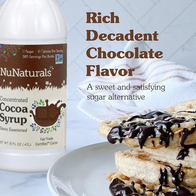 Nunaturals Stevia Syrup Sugar- Sweetener Plant-Based Sugar Substitute Zero Calorie Sugar- Syrup Chocolate 16 oz