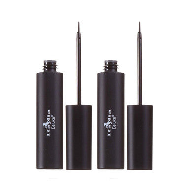 Italia Deluxe Makeup 2pcs of Classic Liquid Eyeliner 201 Matte Black Eye Liner Vitamin E ZipBag