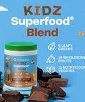 Amazing Grass Kidz Superfood: Organic Greens, Fruits, Veggies, Beet Root Powder & Probiotics for Healthy Kids, Outrageous Chocolate, 30 Servings, 6.35 Ounce (Pack of 1)