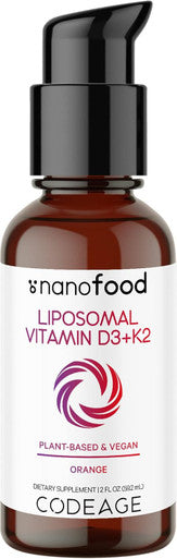 Codeage Liquid Vitamin D3 K2 Supplement Liposomal Vitamin D Cholecalciferol Menaquinone MK-7 Liquid Vitamin K - Vegan & Non-GMO - No Sugar - 2 fl oz