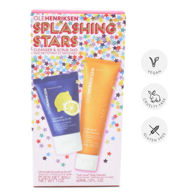 Ole Henriksen Olehenrikse Splashing Stars Cleanser & Scrub Duo:: Lemonade Smoothing Scrub, Truth Juice Daily Cleanser - Travel-Friendly Face Wash Skin Care Cleansing Set - Exfoliating, 1 Ounce