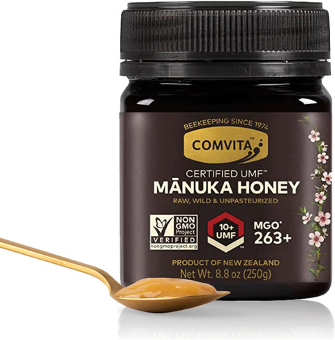Comvita Manuka Honey UMF 10+ (MGO 263+) - Raw Manuka Honey New Zealand, Pure & Unpasteurized, Superfood for Immune Health, Use in Tea, Wild, Monofloral, Non-GMO - 500g (17.6 oz)