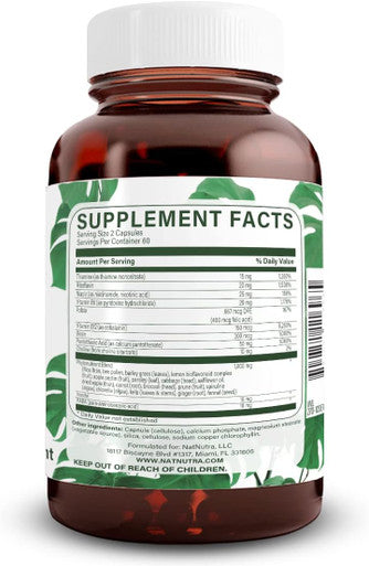 Natural Nutra Vitamin B Complex With Niacin, Folate, Thiamin, Biotin, Supports Nervous System Health, Promotes Metabolism, Skin, Eyes And Hair Health, Whole Food Supplement, 120 Vegetarian Capsules