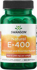 Swanson Natural Vitamin E 400 IU - Dietary Supplement for Daily Antioxidant Support - Can Support Immune System - Essential Nutrient and Vitamin Supplement (268 mg 100 Softgels)
