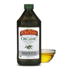 Pompeian Smooth Organic Extra Virgin Olive Oil - 16 fl oz | First Cold Pressed Olive Oil for Cooking - Smooth Taste for Sauteing, Stir-Frying, and Baking