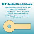 Newgel+ Advanced Silicone Scar Treatment Tape Lollypop Shaped, 1 Mm Thick For Post Breast Surgery Cosmetic Procedure, 2.875" X 6.5", 2-Count - Beige
