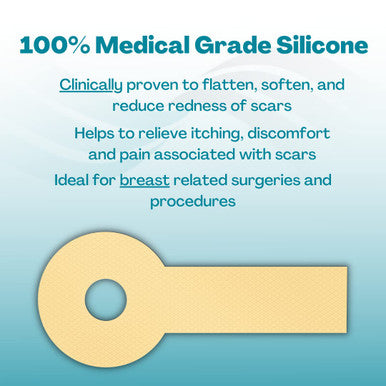 Newgel+ Advanced Silicone Scar Treatment Tape Lollypop Shaped, 1 Mm Thick For Post Breast Surgery Cosmetic Procedure, 2.875" X 6.5", 2-Count - Beige