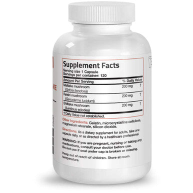 Triple Mushroom Complex - Maitake - Reishi - Shiitake - Powerful Antioxidant And Immune System Booster - Full Spectrum Mushroom Complex - 600 Mg Capsules - 120 Count