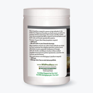 Organic Black Maca Root Powder 124g - Certified Organic, Non-GMO, Highest Quality | Peruvian Maca for Men & Women | 100% Pure: No Additives, Fillers or Preservatives | Made in Canada