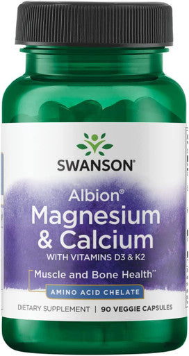 Swanson Albion Chelated Magnesium '&' Calcium 2:1 90 Veg Capsules