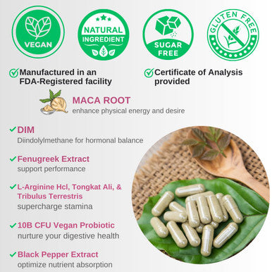 Vinatura Maca Root + Dim Capsules For Women Supplement 60