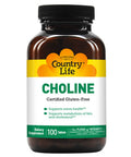 Country Life Choline 266Mg 100 Tablets Certified Gluten Free Certified Vegan Certified Halal