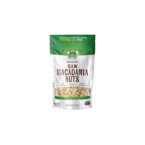 NOW Foods, Raw Macadamia Nuts, Unsalted, Good Source of Fiber, Non-GMO Project Verified, 8-Ounce (Packaging May Vary)