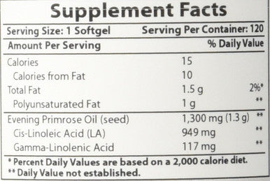 Best Naturals Evening Primrose Oil 1300 mg 120 Softgels - Made from Non-GMO Hexane Cold Pressed Oil