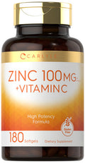 Carlyle Zinc 100Mg With Vitamin C | 180 Softgels | Non-Gmo, Gluten Free Supplement