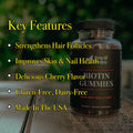 Pete & Pedro Biotin Gummies - Daily Hair Growth Strengthening Supplement For Stronger Hair, Skin, & Nails Cherry Flavor Biotin Gummy 5000Mcg Per Serving As Seen On Shark Tank, 60 Count
