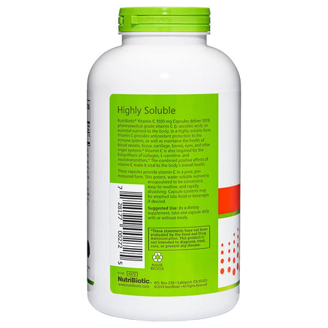 NutriBiotic Vitamin C 1000 Mg Capsules Essential Immune Antioxidant and Collagen Support Supplement Pharmaceutical Grade LAscorbic Acid 1000 Mg Per Serving Gluten and GMO 500 Count