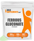 BulkSupplements Ferrous Gluconate Powder - Iron Supplement - Iron Supplement for Women - Iron Supplements for Men - Ferrous Gluconate Supplement (100 Grams - 3.5 oz)